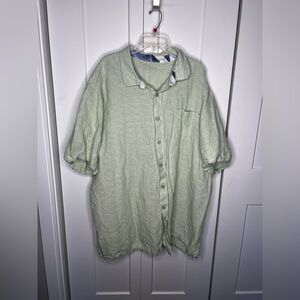 Caribbean Linen Blend Green Button Down Shirt Men's Size 4X Tall